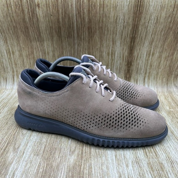 Cole Haan 2.Zerogrand Men's‎ Size 9 M Laser Oxford Tan Brown Dress Shoes C26386